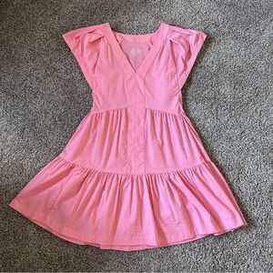 Vineyard Vines Seersucker Harbor tiered ruffle sleeve dress